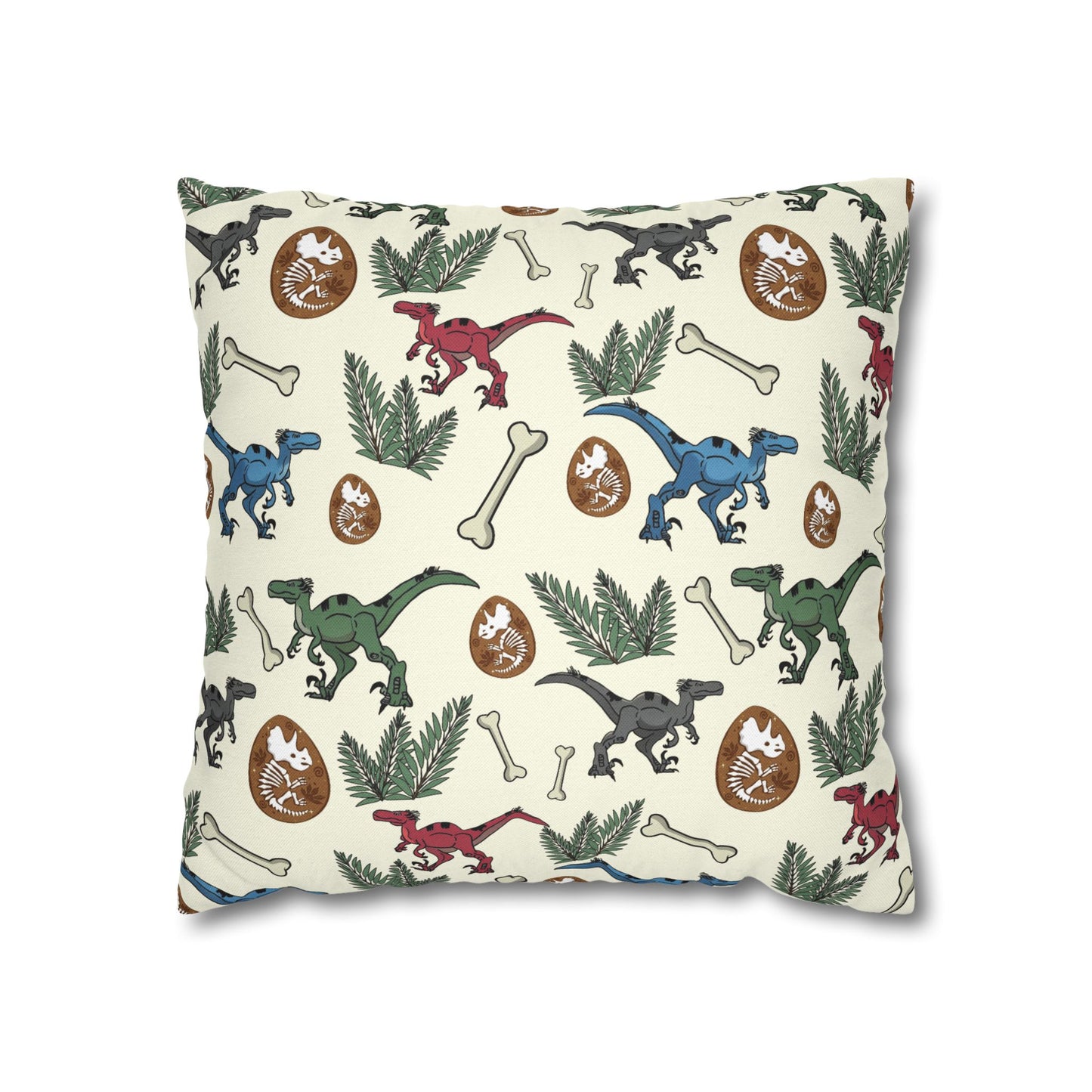 Dinosaur Fossil Pattern Pillowcase — Kids Paleontology Throw Pillow Cover