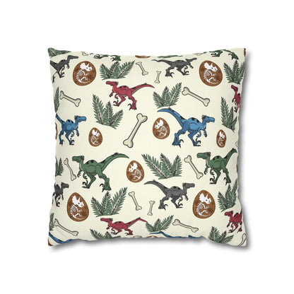 Dinosaur Fossil Pattern Pillowcase — Kids Paleontology Throw Pillow Cover