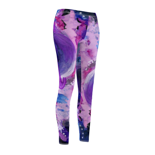 Purple Galaxy Women's Cut & Sew Casual Leggings (AOP)