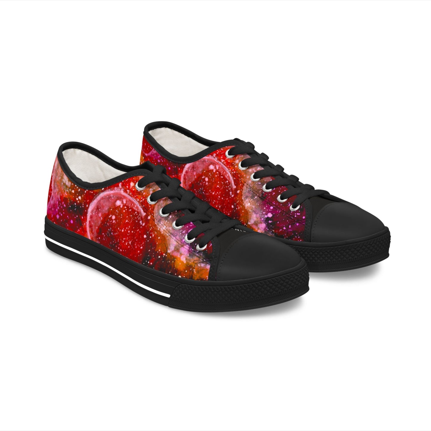 Low Top Sneakers — Red Cosmic Planet Print Women’s Sneakers