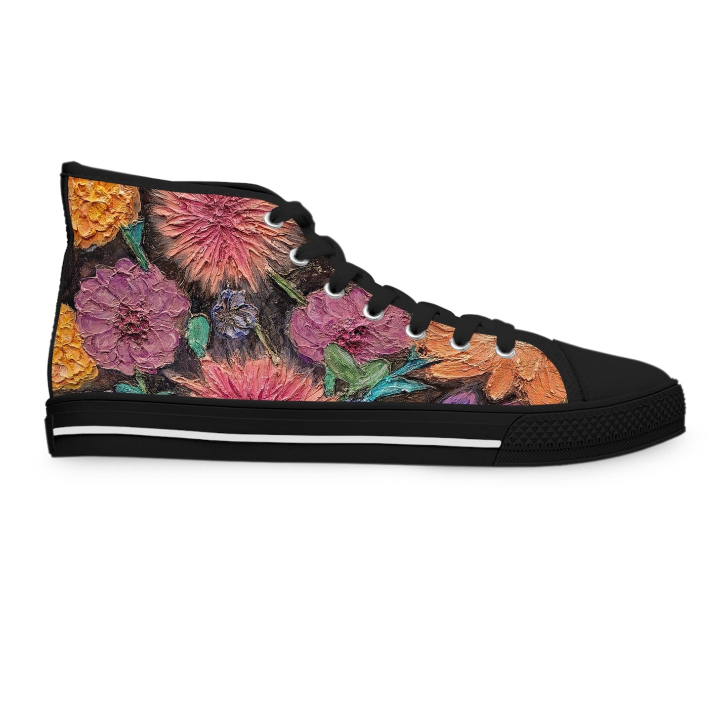 Flower Unisex High Top Sneakers Closed Toe Casual Walking Fashion Shoes