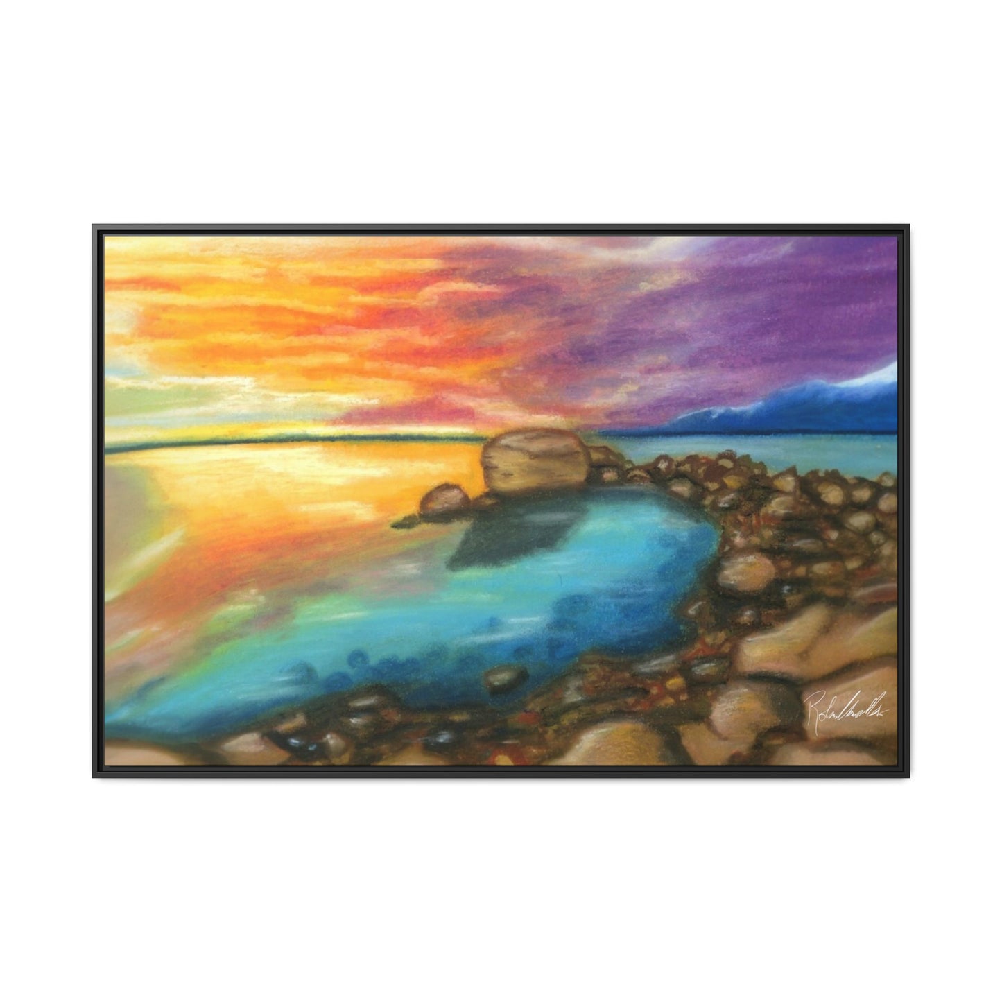 Sunset Ocean Beach Framed Wall Art