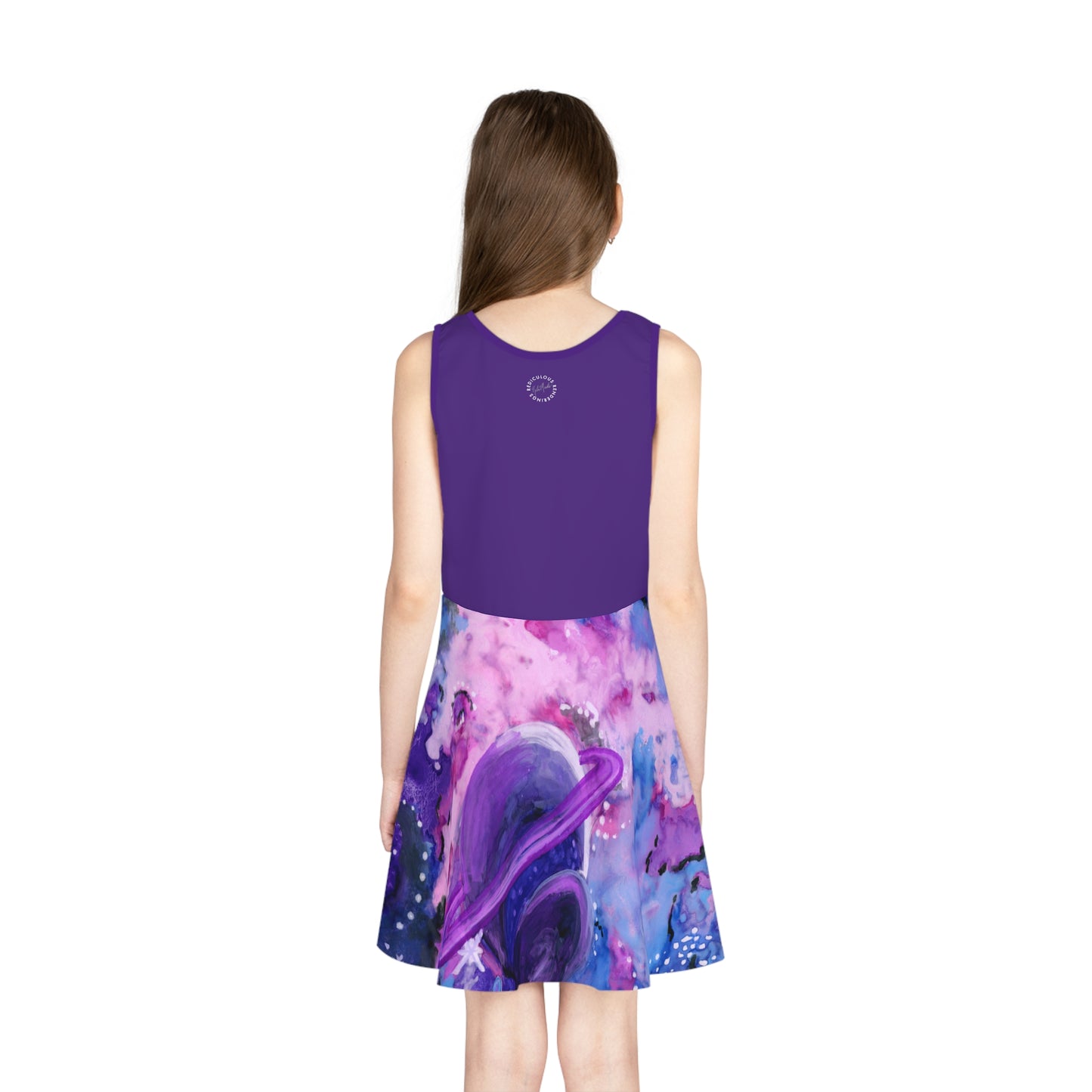 Purple Top Purple Galaxy Girls' Sleeveless Sundress (AOP)