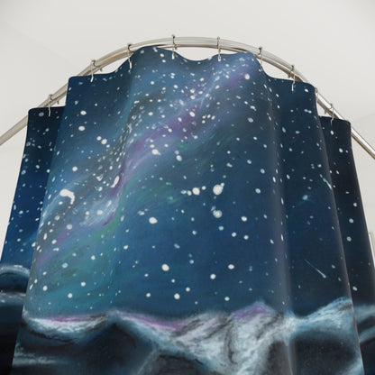 Northern Lights Lake Shower Curtain — Starry Night Aurora Bathroom Decor