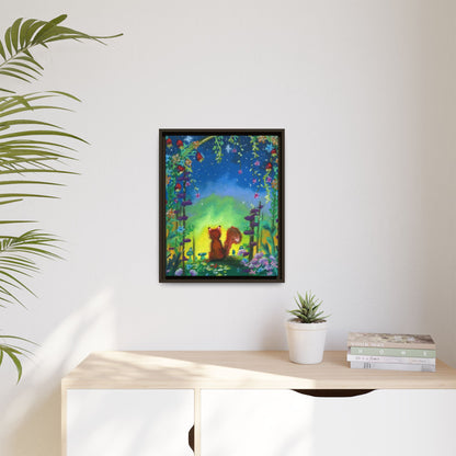 Fox Under Flowers Framed Wall Art