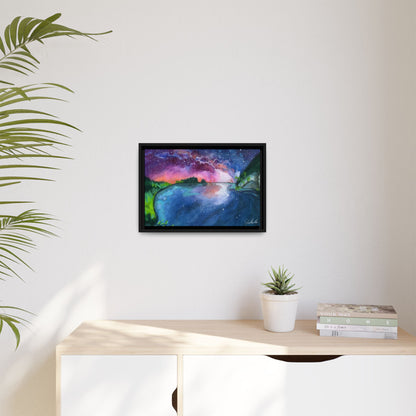 Watercolor Sunset Lake Framed Wall Art