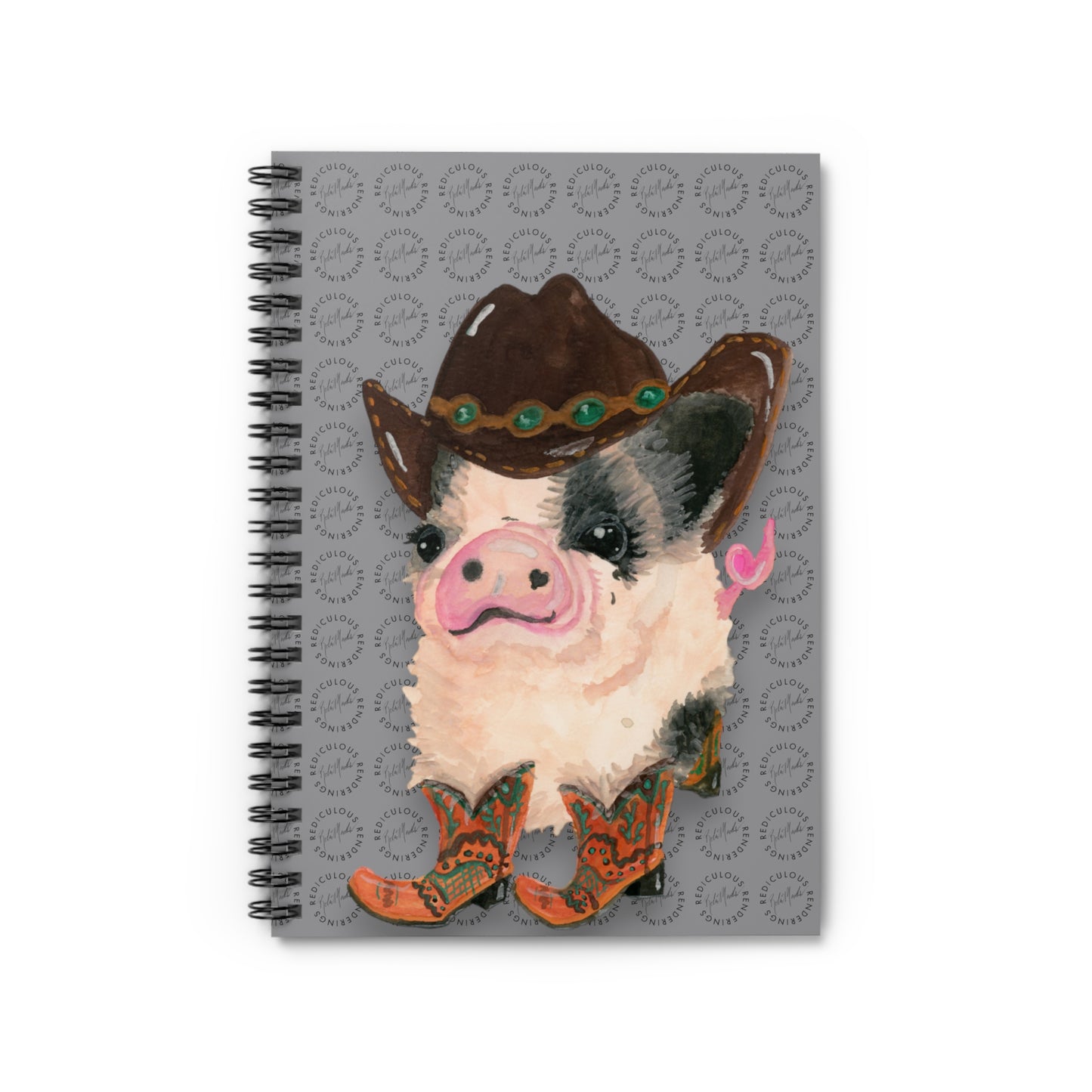 Cowboy Pig Ruled Line Notebook 118 Pages, Printed Cover