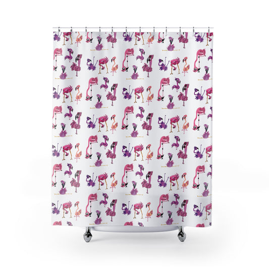 Flamingo Shower Curtain for Home Bathroom with Durable One-Sided Print and Waterproof Polyester Material