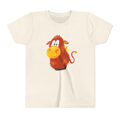 Cute Cartoon Cow Kids T-Shirt — Playful Red Cow Graphic Youth Tee