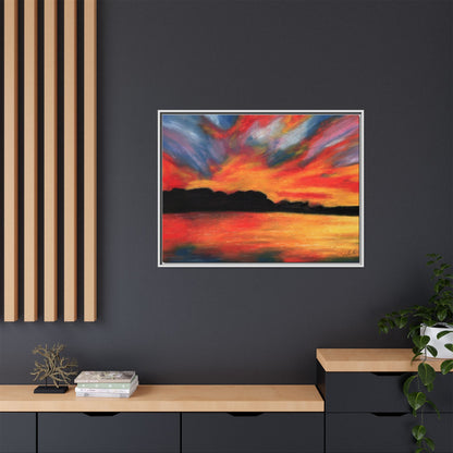 Sunset Over The Lake Framed Wall Art