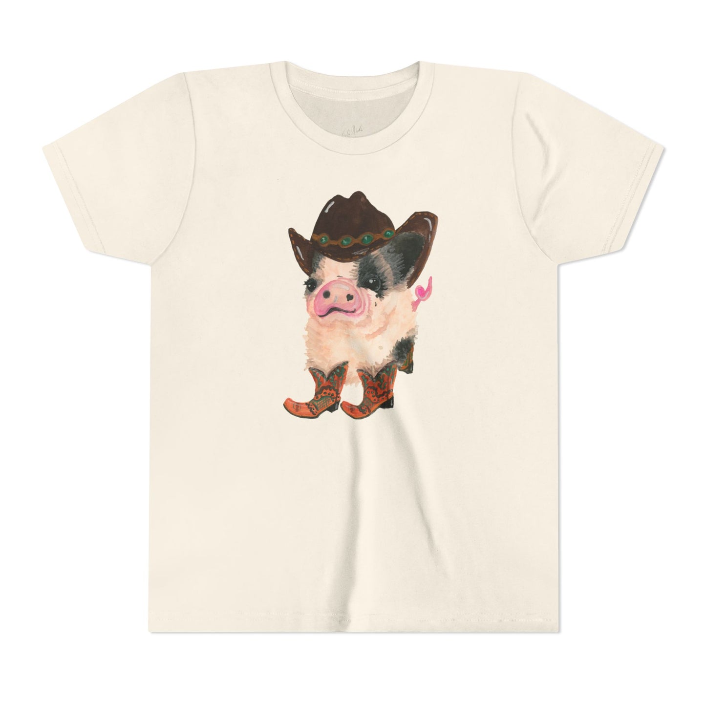 Cowboy Pig Kids Tee — Cute Western Pig in Cowboy Hat & Boots Youth T-Shirt