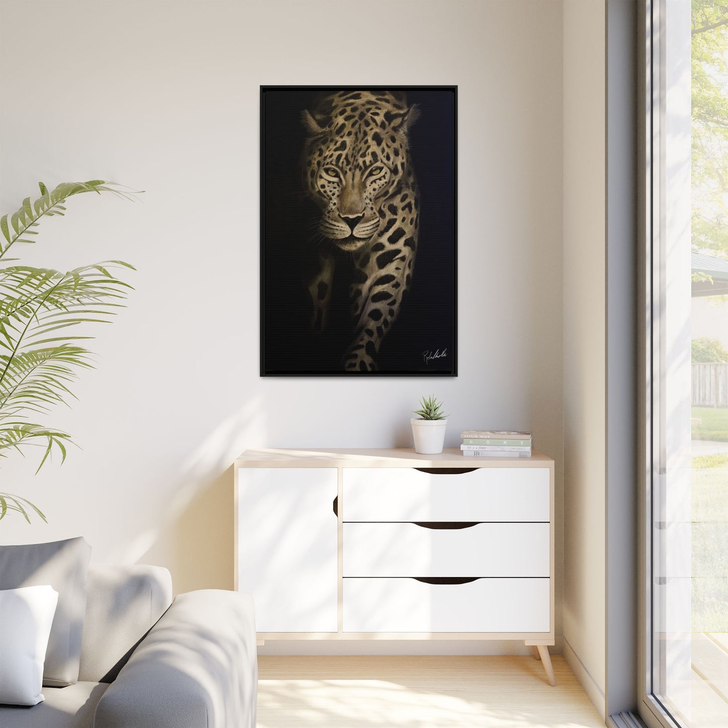 Leopard at Night Framed Wall Art