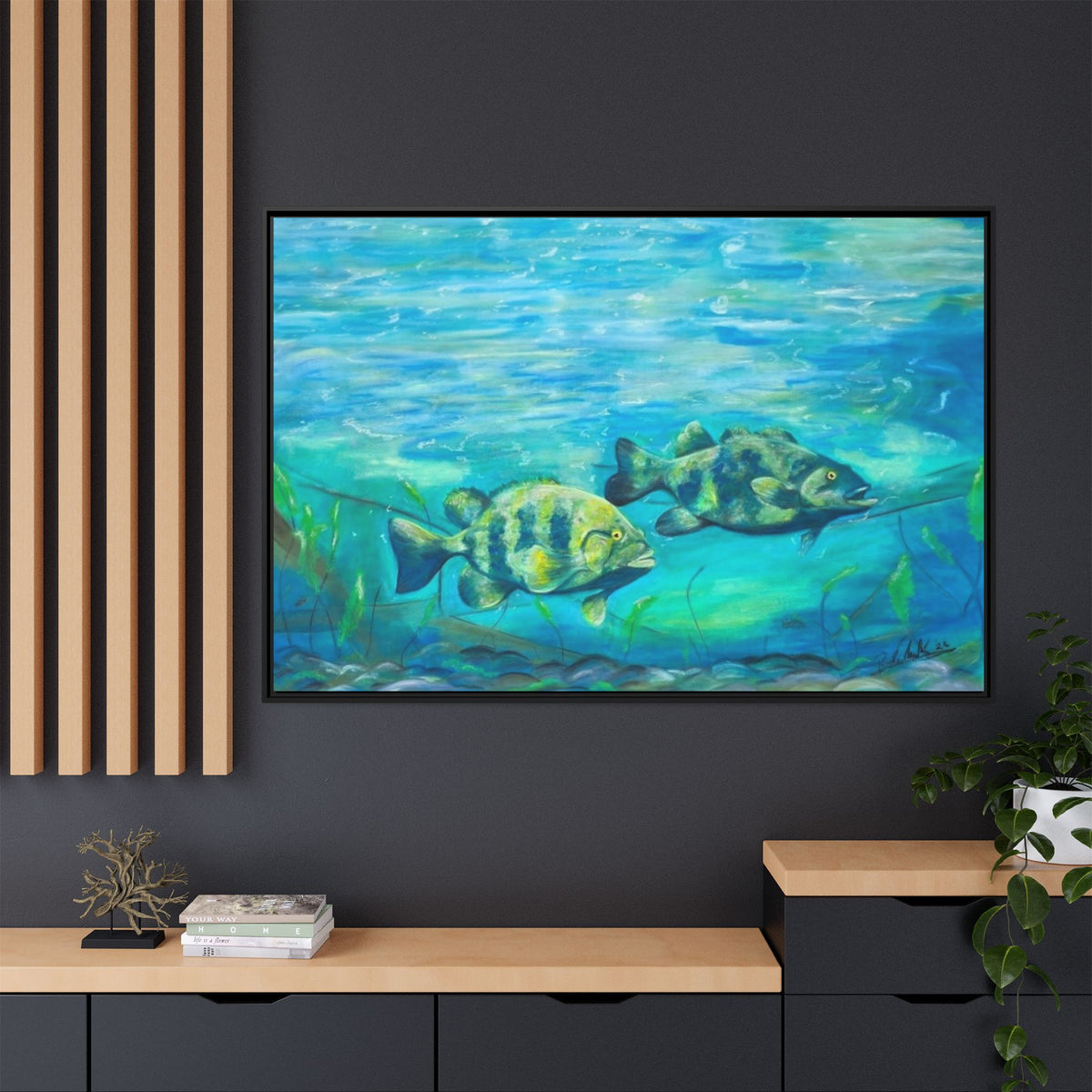 Framed Matte Canvas - Underwater Fish Scene
