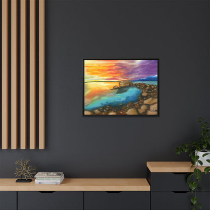 Sunset Ocean Beach Framed Wall Art