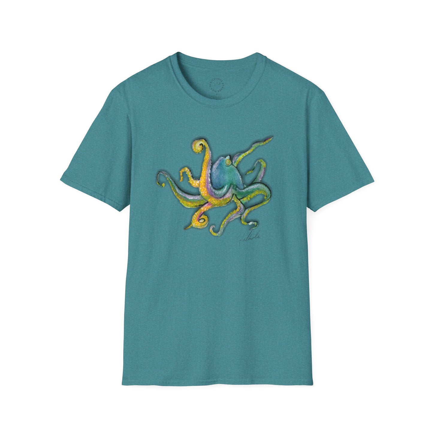 Green octopus Unisex Softstyle T-Shirt