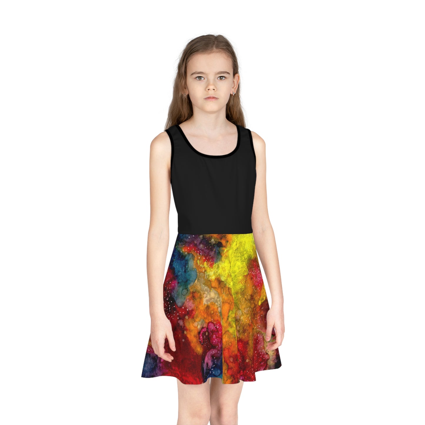 Sunset Clouds Galaxy Girls' Sleeveless Sundress (AOP)