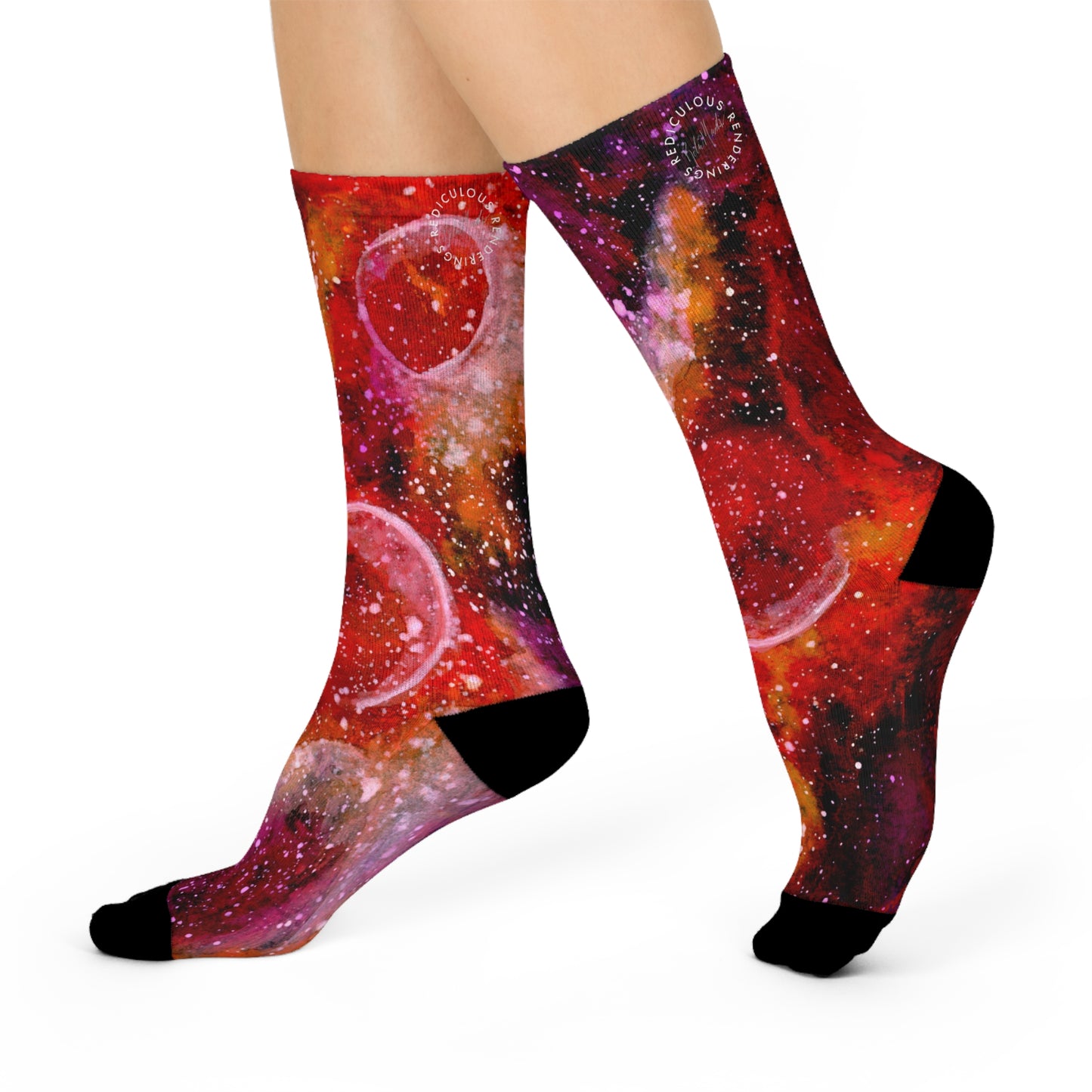 Orange Moons Galaxy Cushioned Crew Socks