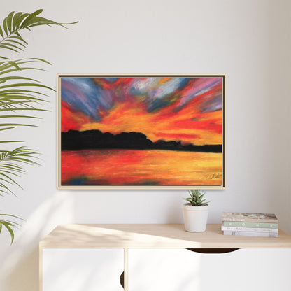 Sunset Over The Lake Framed Wall Art