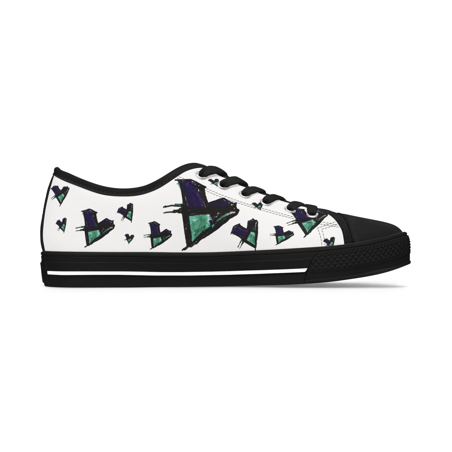 Heart Pattern Low Top Sneakers — Women's Casual Canvas Shoes