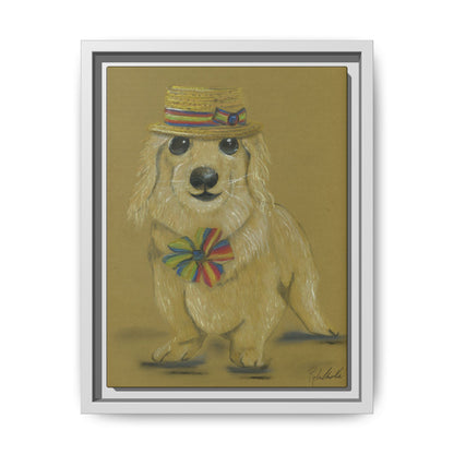 Weiner Dog in Hat Framed Wall Art