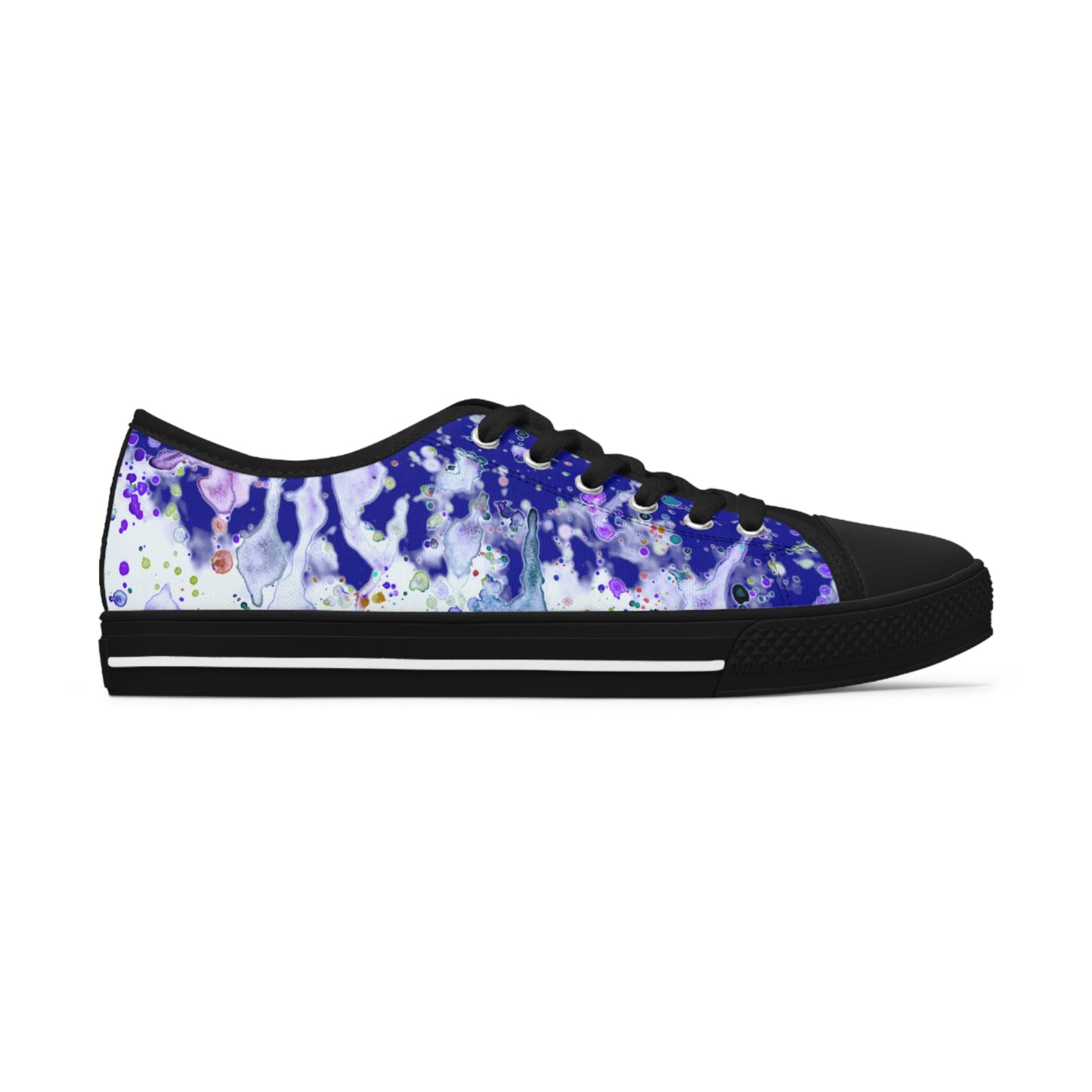 Dark Blue Color Splash Unisex Classic Low Top Sneakers Closed Toe Casual Walking Fashion Shoes