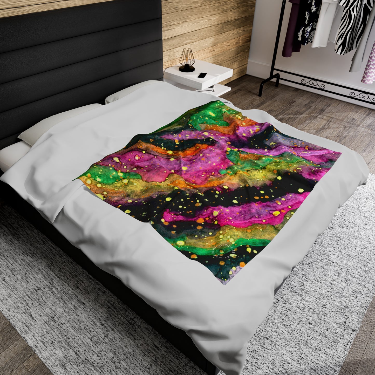 Neon Galaxy Velveteen Plush Blanket