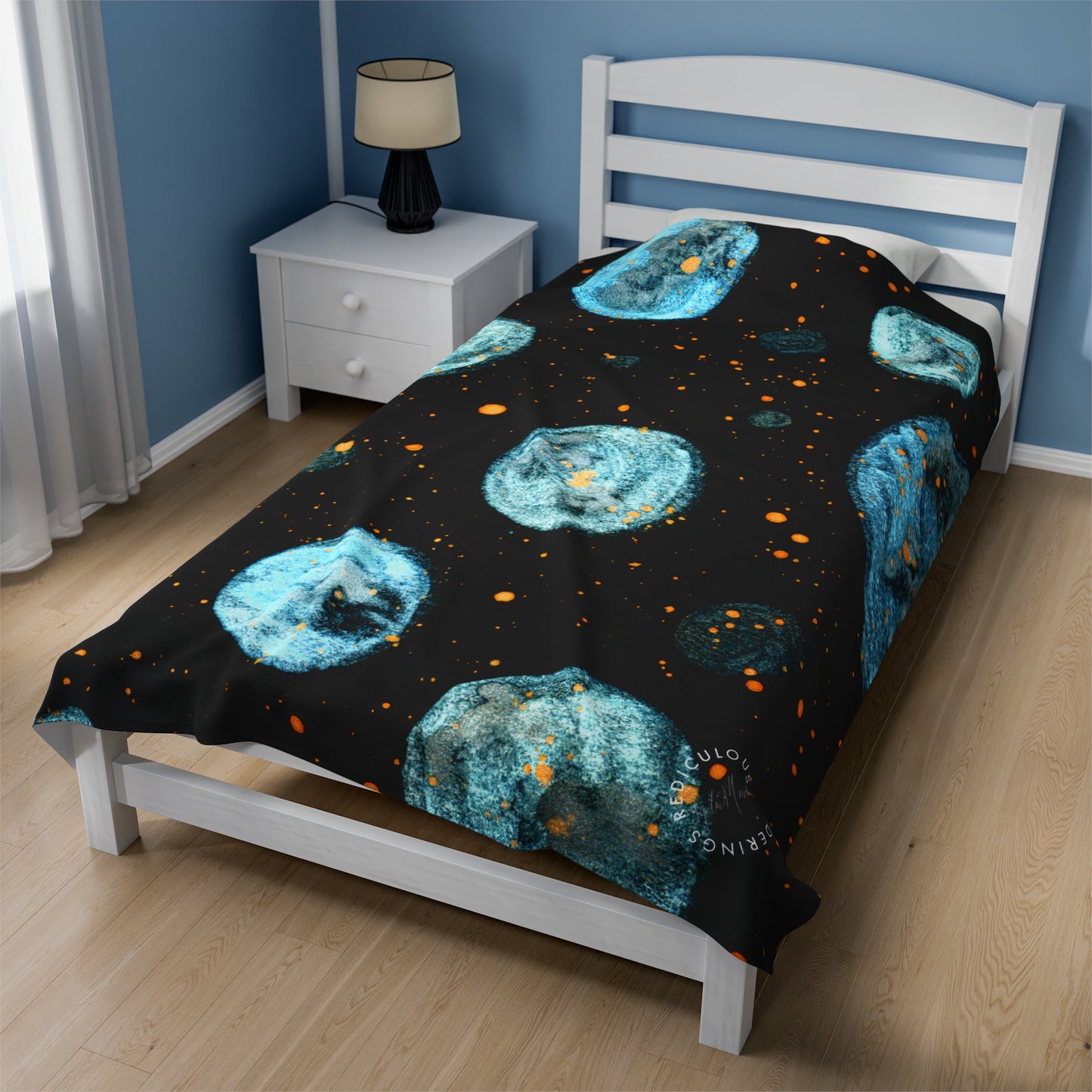 Little Blue Planets Galaxy Velveteen Plush Blanket