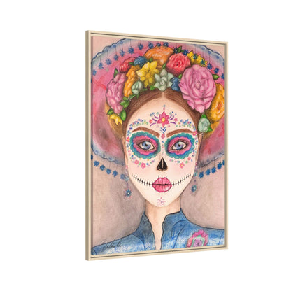 Day of the Dead Skull Woman Framed Wall Art