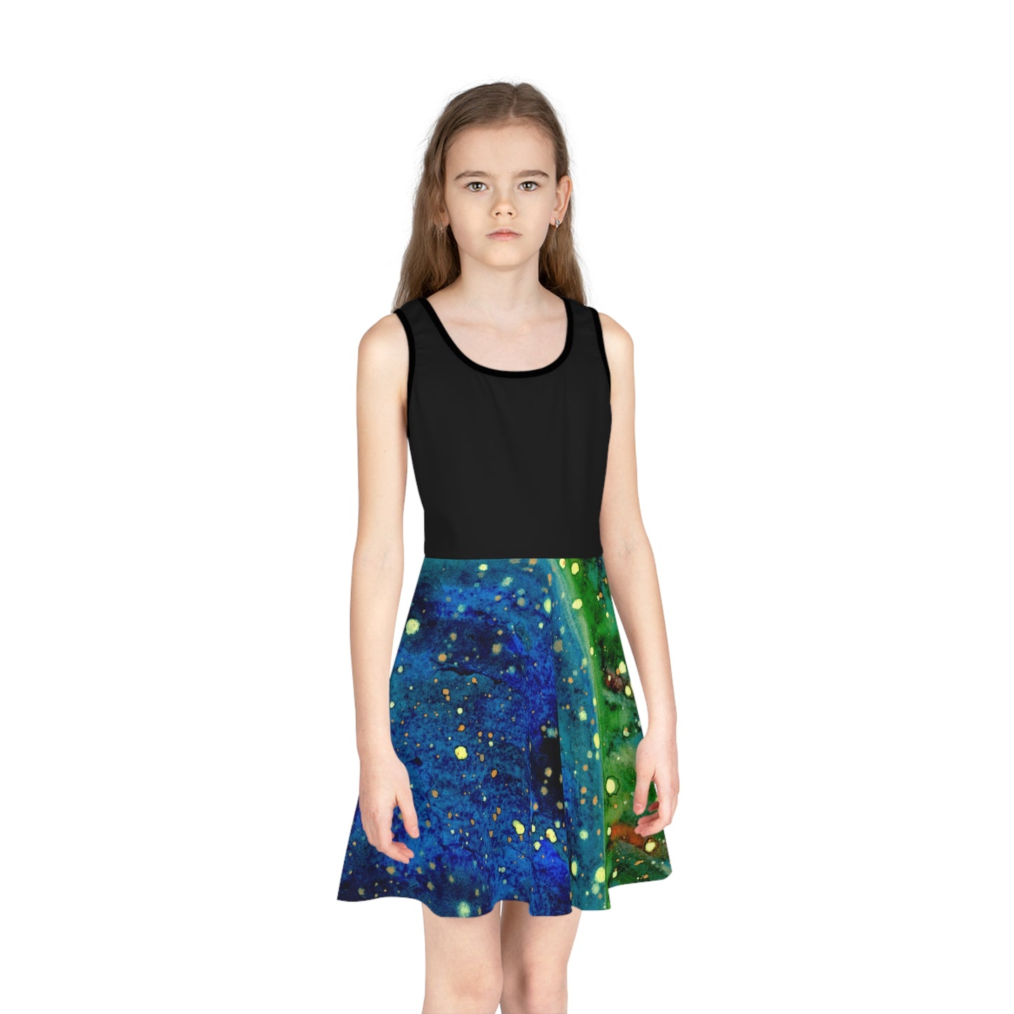 Blue Planet Galaxy Girls' Sleeveless Sundress (AOP)