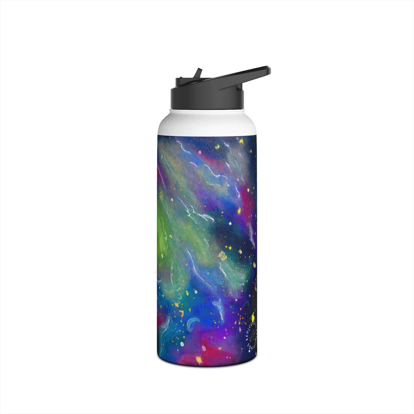 Rainbow Vortex Galaxy Stainless Steel Water Bottle, Standard Lid