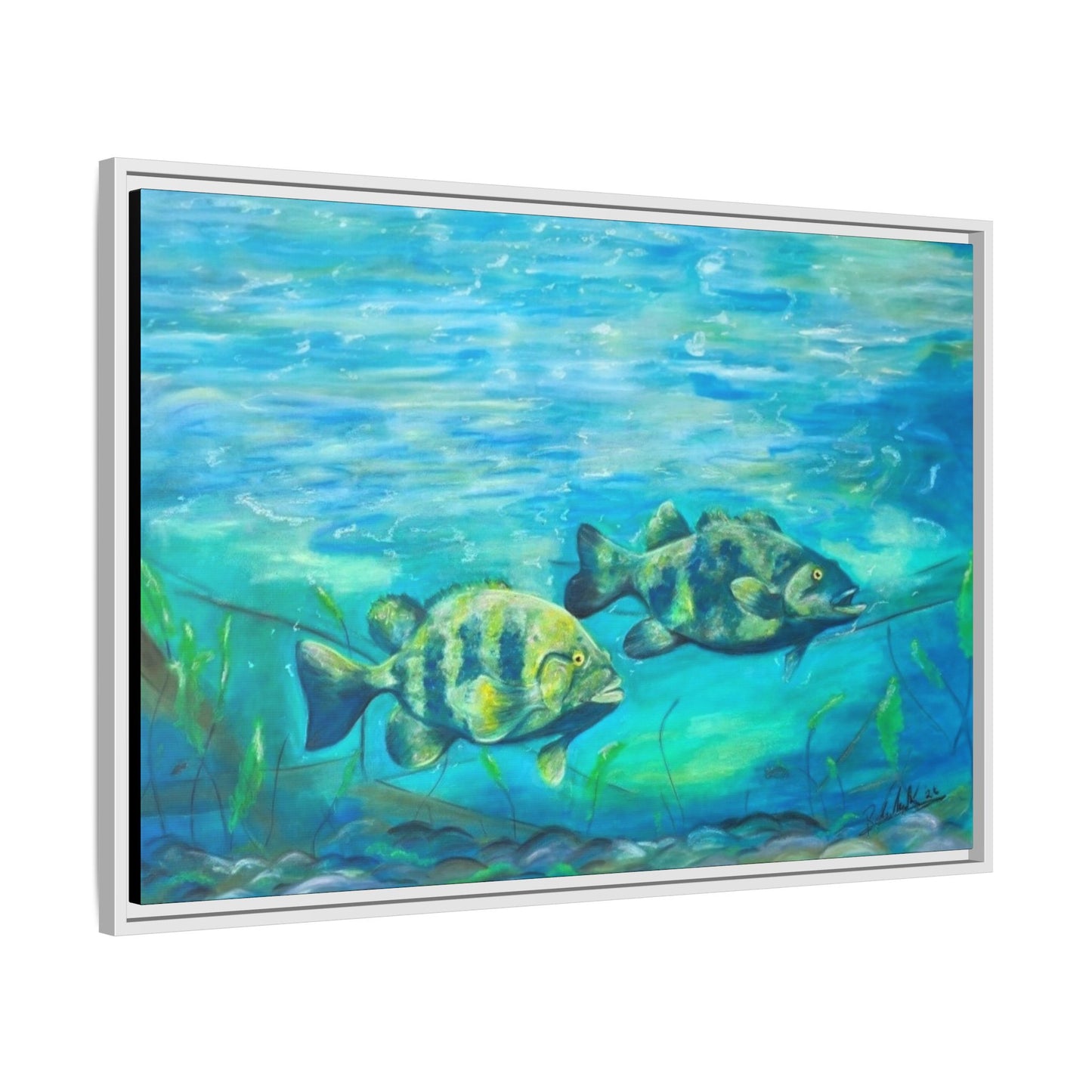 Framed Matte Canvas - Underwater Fish Scene