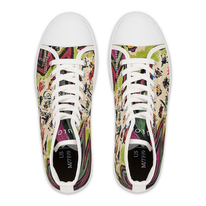 Women's High Top Sneakers — Colorful Retro Cool Beans Pattern Casual Shoes