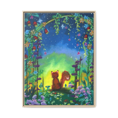 Fox Under Flowers Framed Wall Art