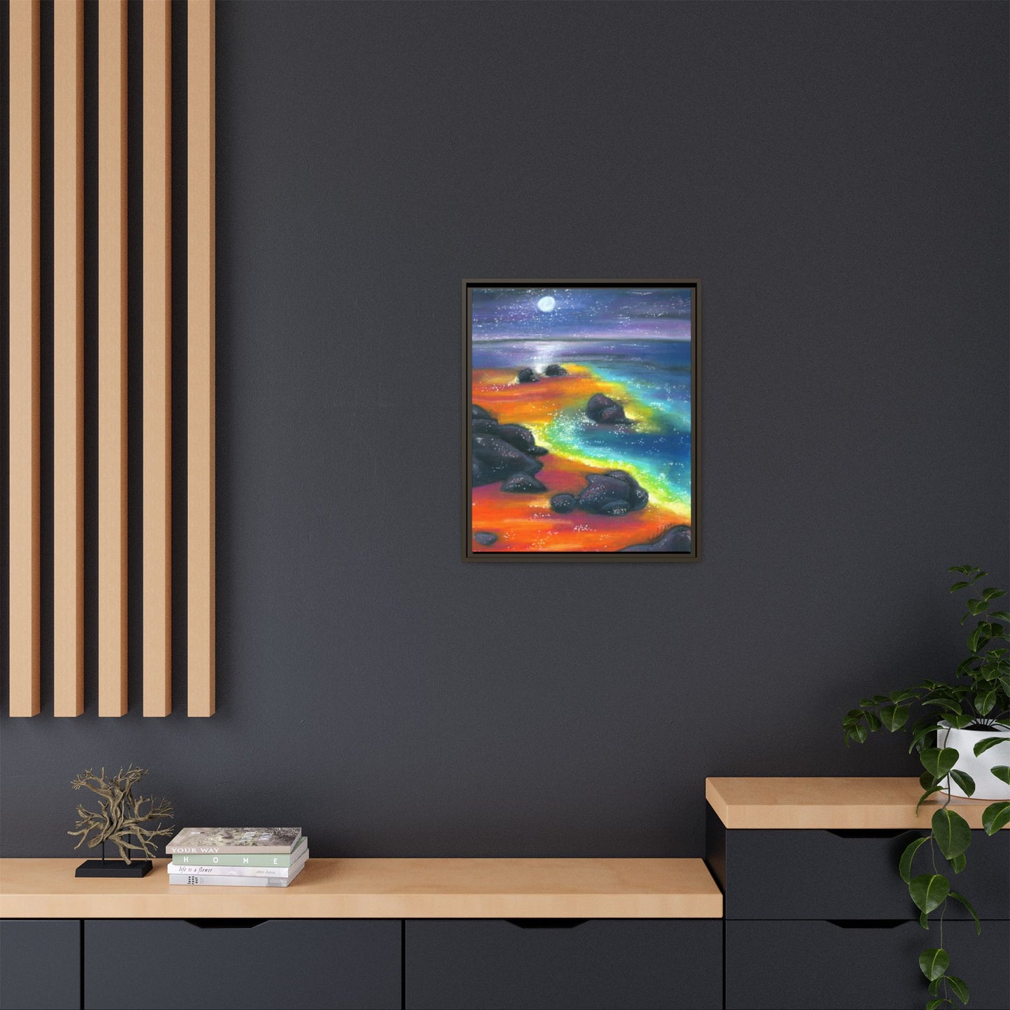 Beach at Night Frame Wall Art
