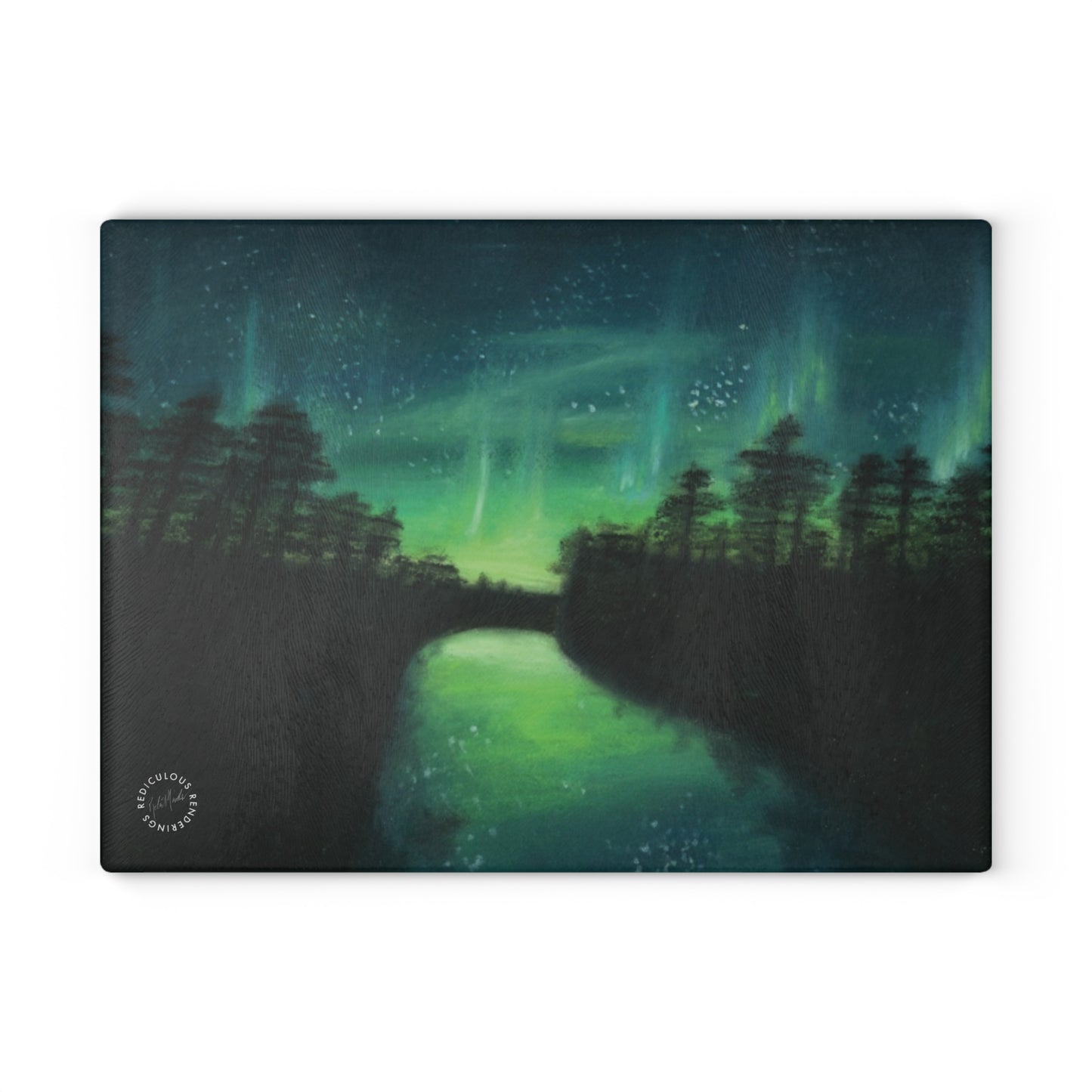 Aurora Night Glass Cutting Board – Northern Lights Kitchen Decor