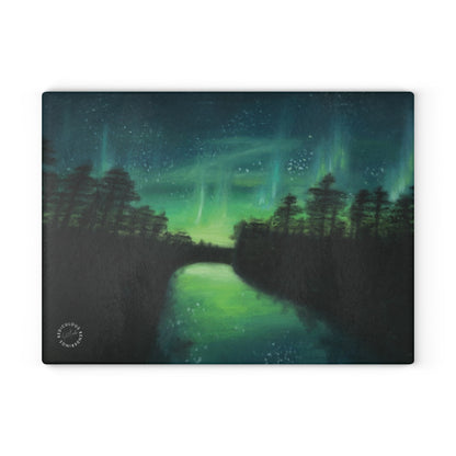 Aurora Night Glass Cutting Board – Northern Lights Kitchen Decor