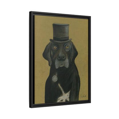 Black Lab Dog in Top Hat Framed Wall Art
