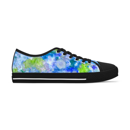 Floral Watercolor Low Top Sneakers — Blue Green Garden Print