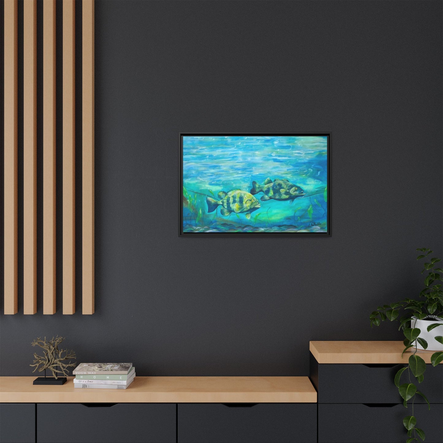 Framed Matte Canvas - Underwater Fish Scene
