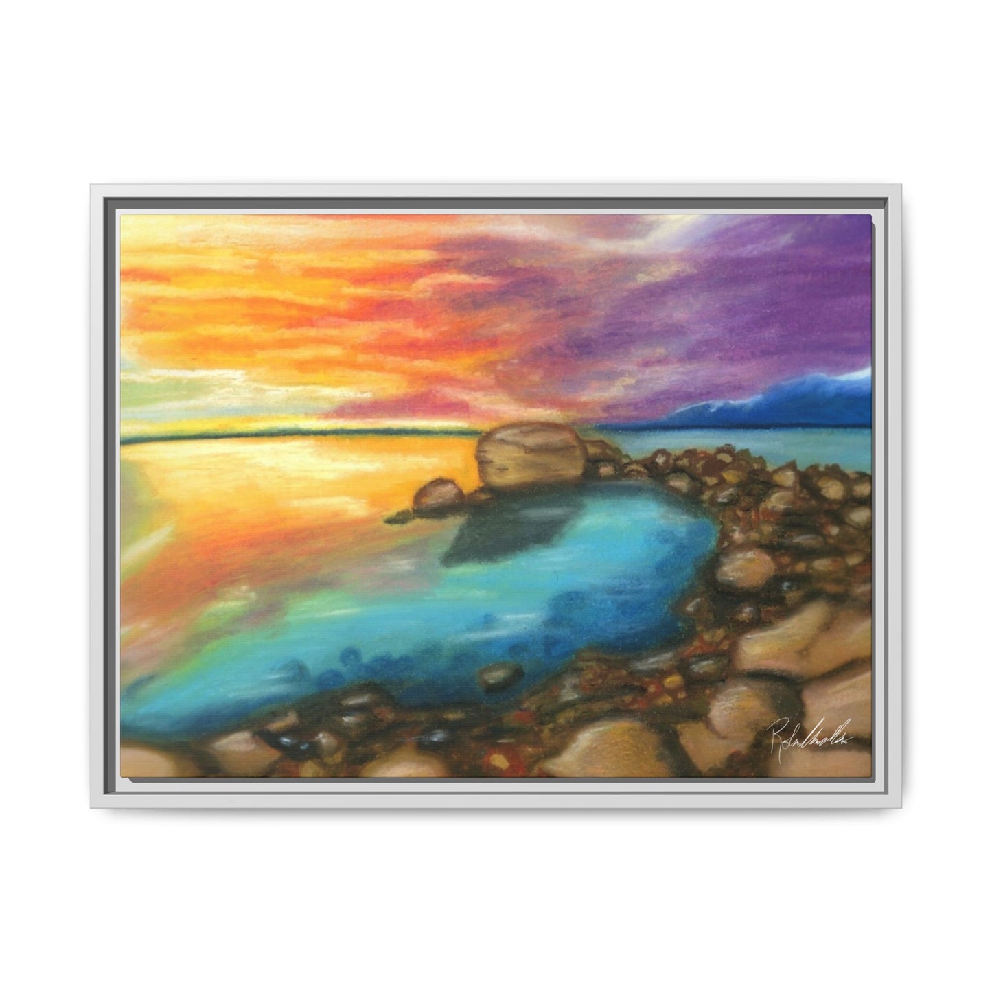 Sunset Ocean Beach Framed Wall Art