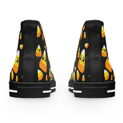 Candy Corn Pattern High Top Sneakers — Cute Halloween Women’s Shoes