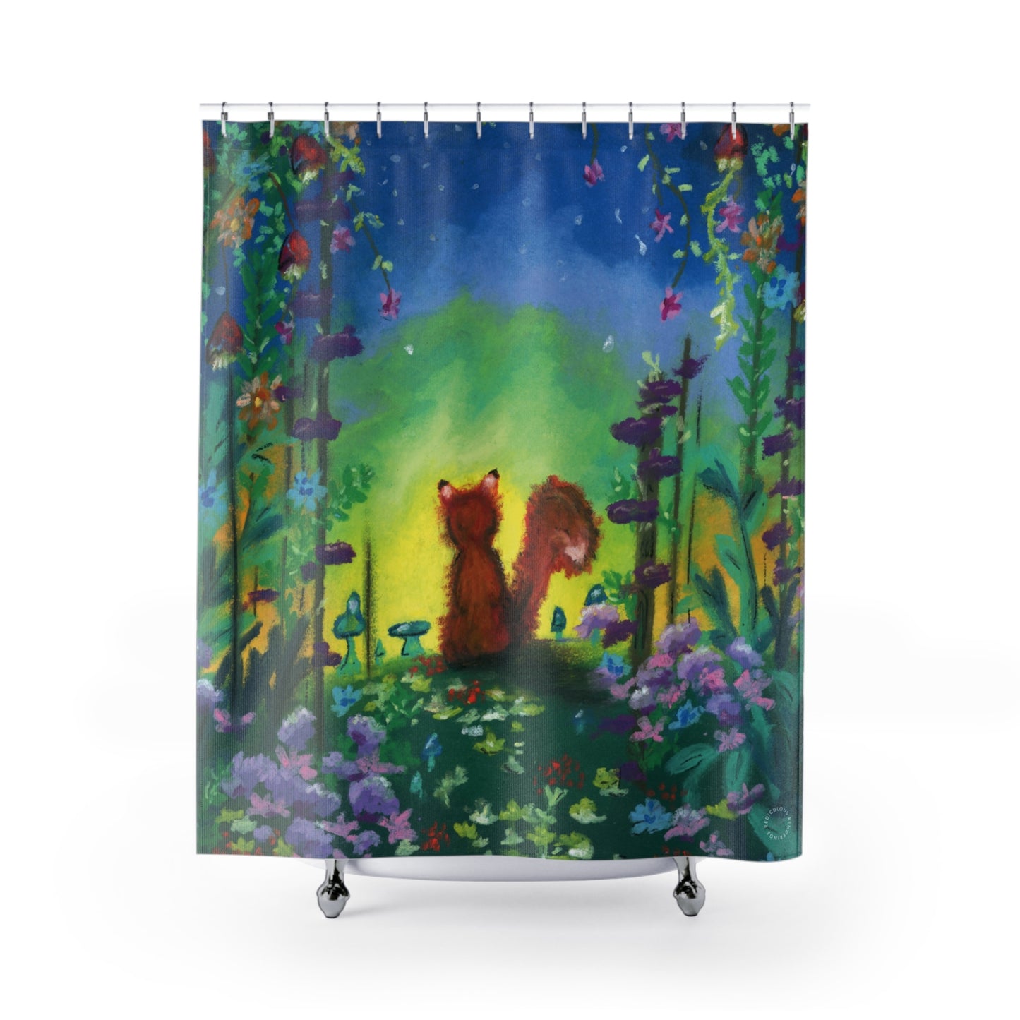 Fox Night Sky Shower Curtain