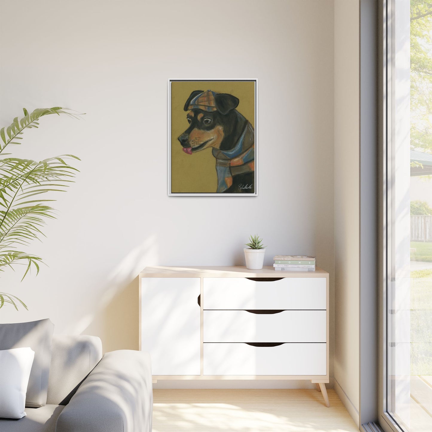 Small Chihuahua Dog in Hat Framed Wall Art