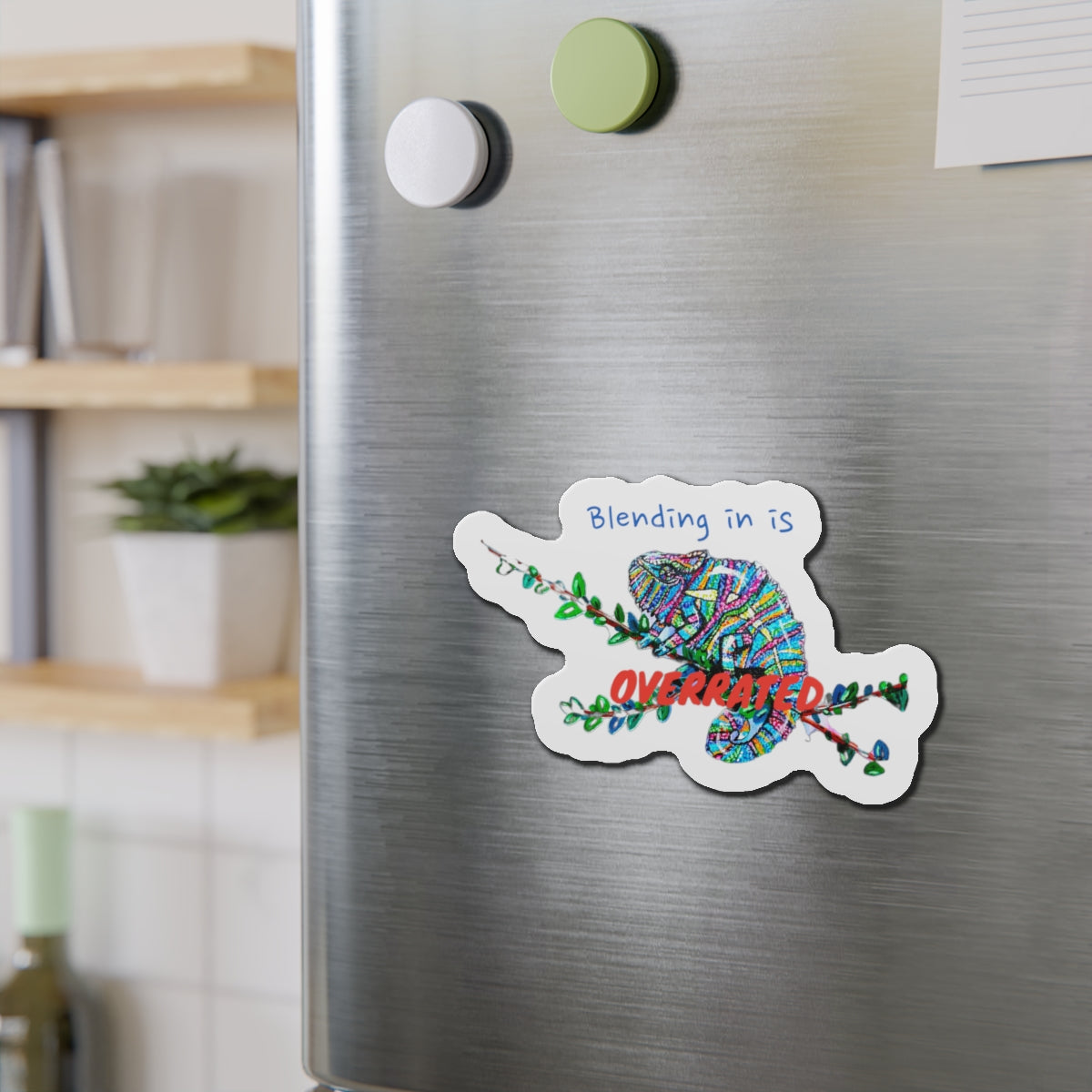 Chameleon Cut Magnets  Custom Shape, 5 Sizes, Vinyl Material for Outdoor Use, Flexible and Durable, Black Backing - Home Decor Refrigerator Magnets