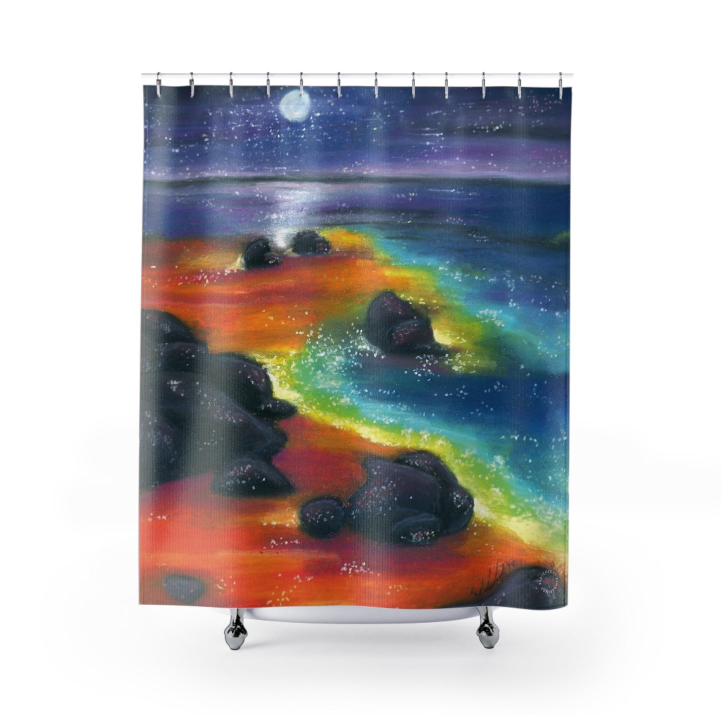 Galaxy Tide Shower Curtain — Colorful Cosmic Beach Bathroom Decor