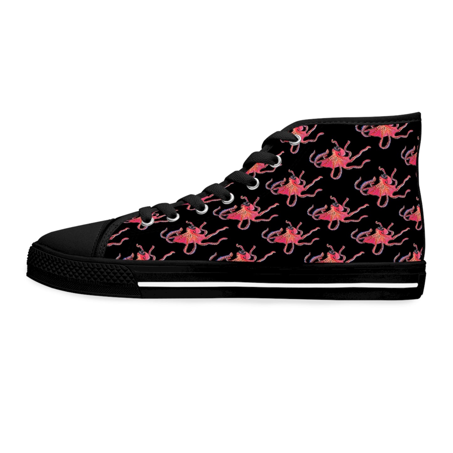 Unisex Red Octopus Classic High Top Sneakers