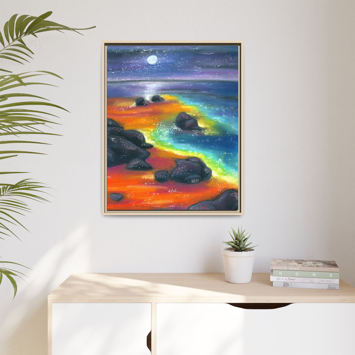 Beach at Night Frame Wall Art