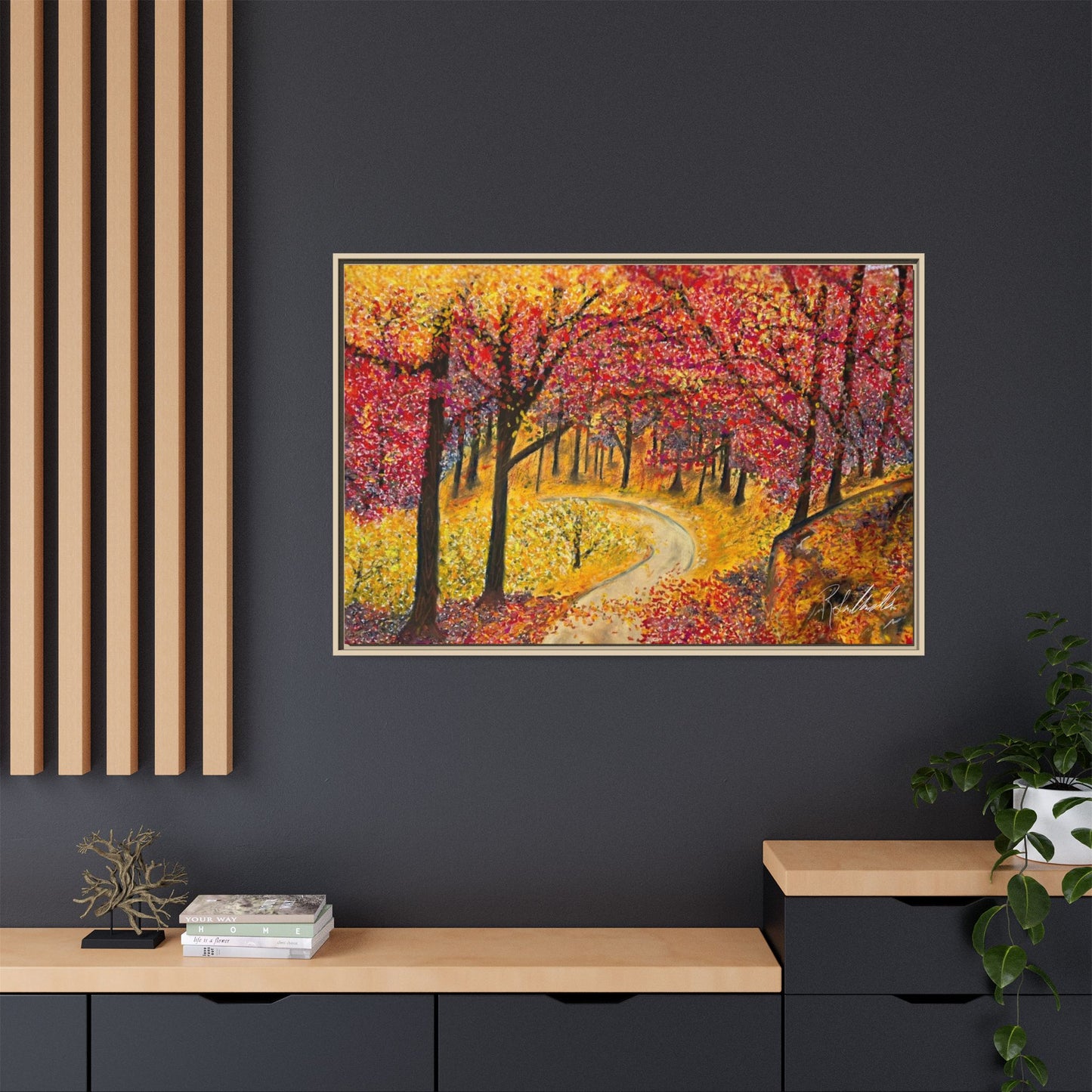 Vibrant Fall Forest Framed Wall Art