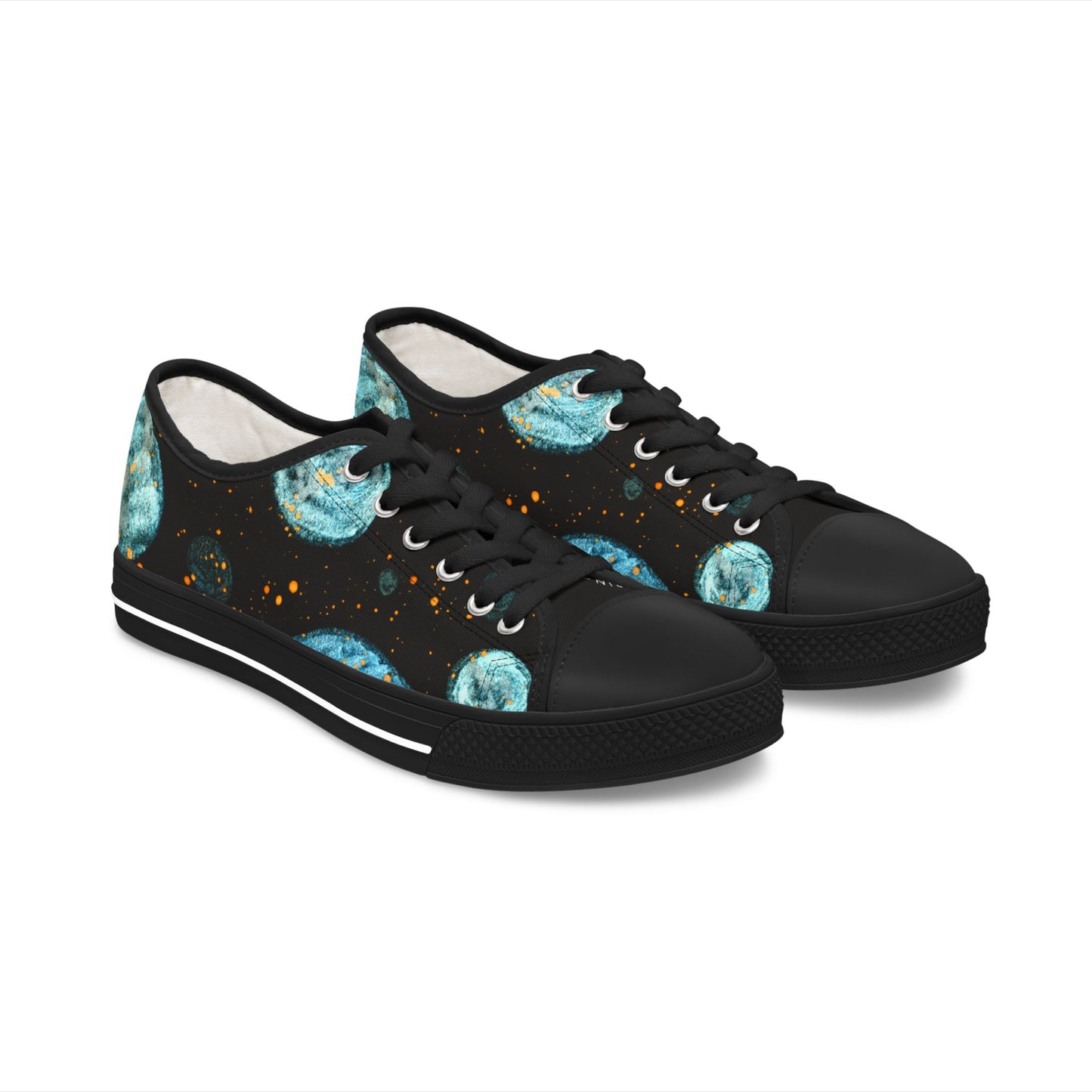 Planetary Watercolor Low Top Sneakers — Women's Celestial Canvas Shoes