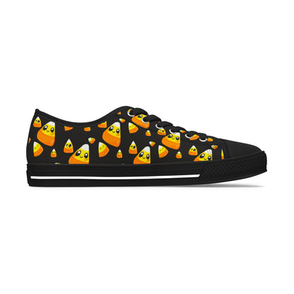 Candy Corn Pattern Women's Low Top Sneakers — Cute Halloween Candy Corn Shoes